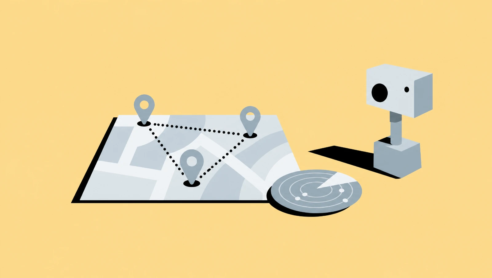 Flat vector illustration of a field operations interface showing detections on a map.
